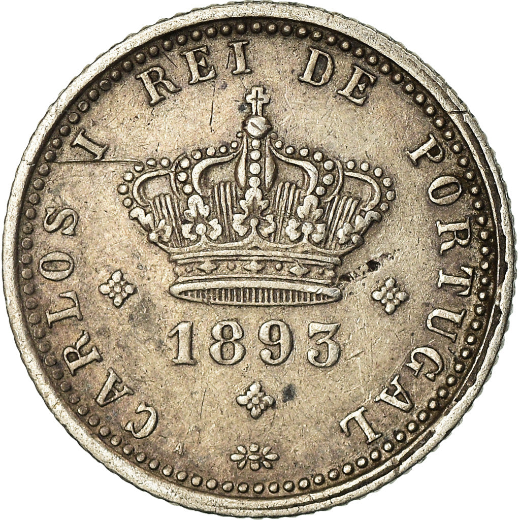 Moeda, Portugal, Carlos I, 50 Reis, 1893, Lisbon, EF(40-45), Prata, KM:536