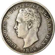 Coin, Portugal, Luiz I, 200 Reis, 1886, Lisbon, EF(40-45), Silver, KM:512
