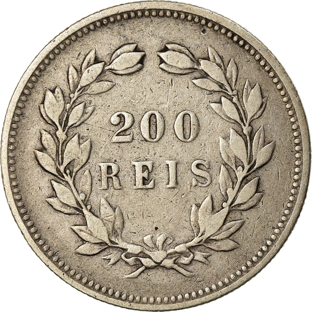 Moeda, Portugal, Carlos I, 200 Reis, 1892, Lisbon, VF(30-35), Prata, KM:534