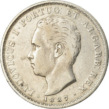 Moeda, Portugal, Luiz I, 500 Reis, 1887, Lisbon, VF(30-35), Prata, KM:509
