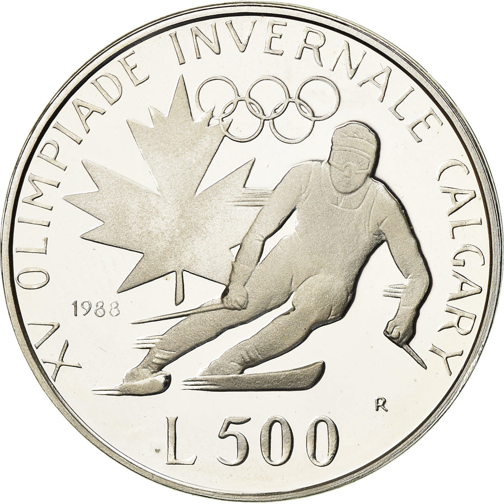 Moneta, San Marino, 500 Lire, 1988, MS(63), Srebro, KM:216