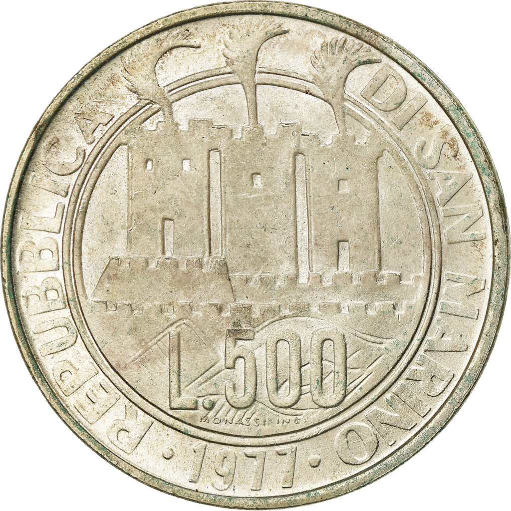 Coin, San Marino, 500 Lire, 1977, Rome, AU(55-58), Silver, KM:71