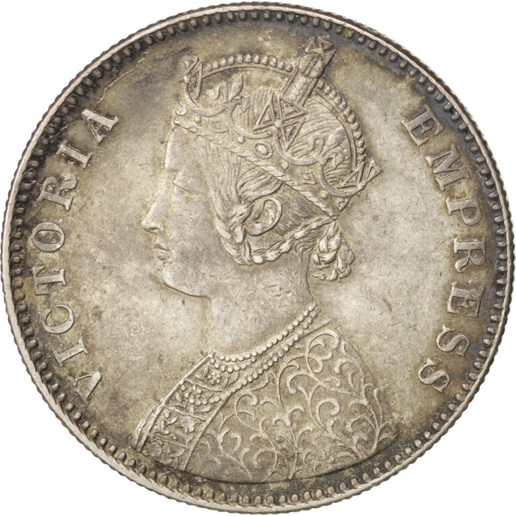INDIA-BRITISH, Rupee, 1884, KM #492, AU(55-58), Silver, 30.79, 11.64