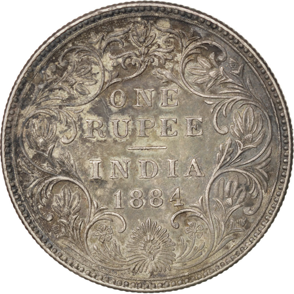 INDIA-BRITISH, Rupee, 1884, KM #492, AU(55-58), Silver, 30.79, 11.64