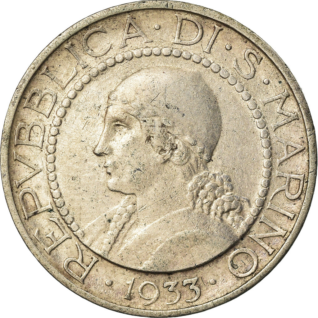 Monnaie, San Marino, 5 Lire, 1933, Rome, TTB, Argent, KM:9