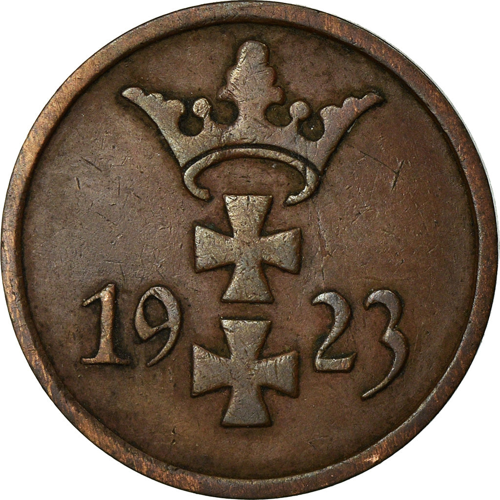 Moneda, DANZIG, Pfennig, 1923, DANZIG, MBC, Bronce, KM:140