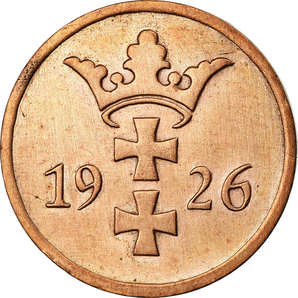 Coin, DANZIG, 2 Pfennig, 1926, EF(40-45), Bronze, KM:141
