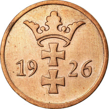 Moneda, DANZIG, 2 Pfennig, 1926, MBC, Bronce, KM:141