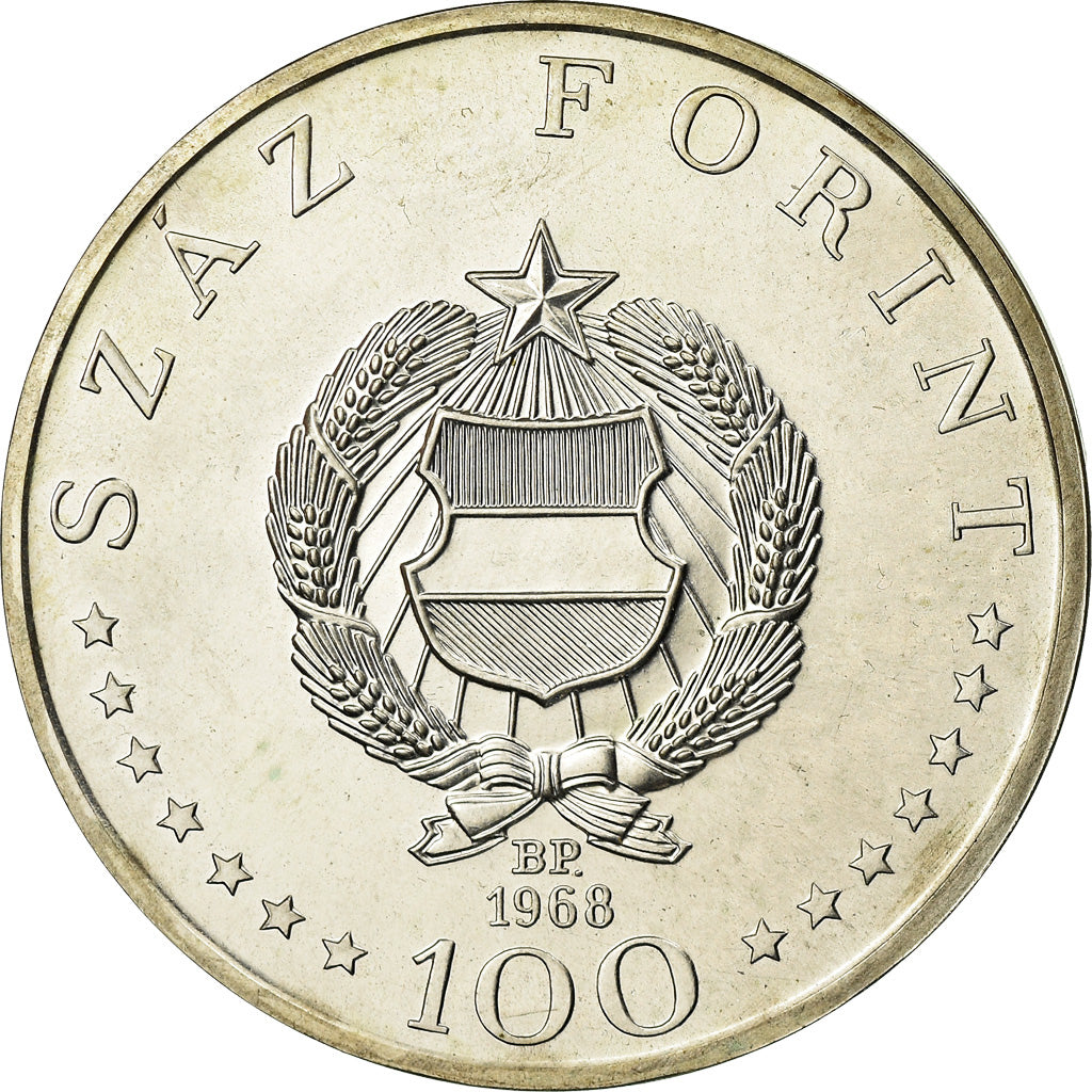 Coin, Hungary, 100 Forint, Szaz, 1968, MS(60-62), Silver, KM:584
