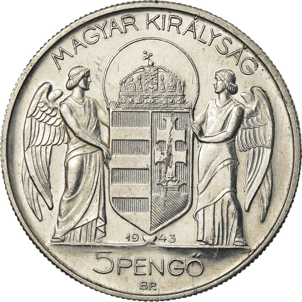 Coin, Hungary, 5 Pengö, 1943, MS(63), Aluminum, KM:523