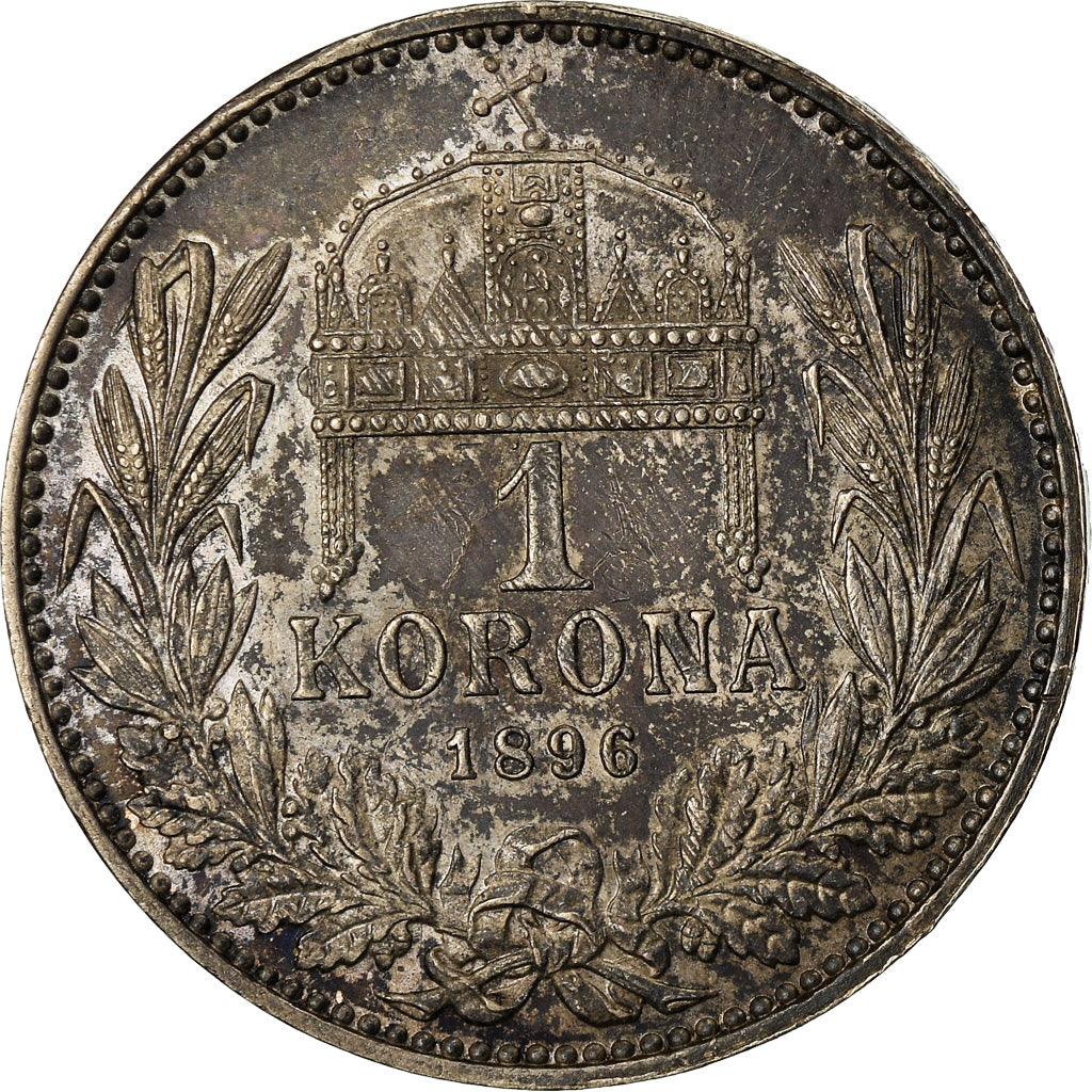 Moneta, Węgry, Franz Joseph I, Korona, 1896, Kormoczbanya, AU(55-58), Srebro
