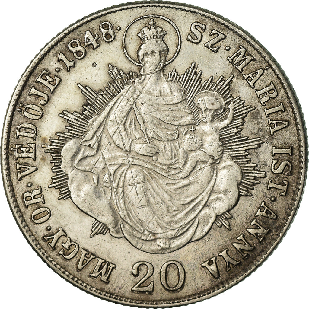 Coin, Hungary, Ferdinand V, 20 Krajczar, 1848, AU(50-53), Silver, KM:422