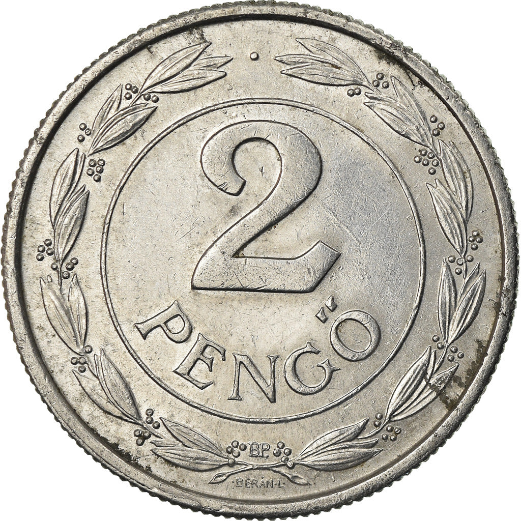 Coin, Hungary, 2 Pengö, 1943, Budapest, AU(55-58), Aluminum, KM:522.1