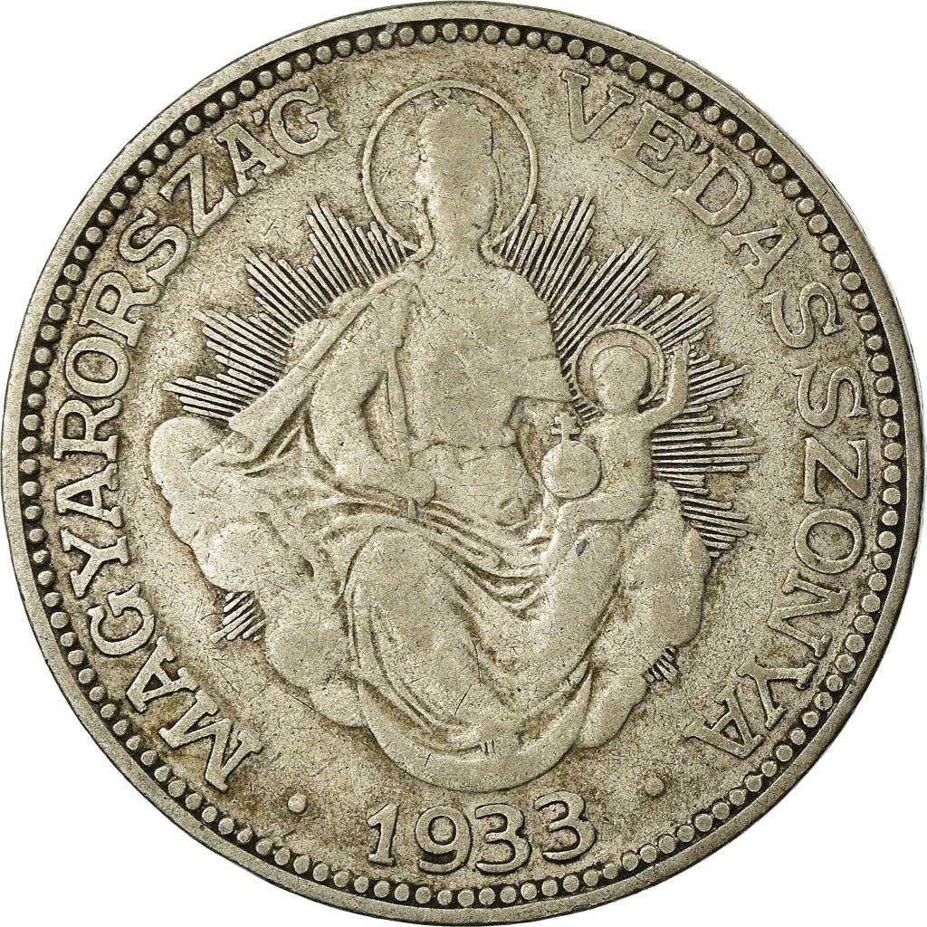 Coin, Hungary, 2 Pengö, 1933, Budapest, EF(40-45), Silver, KM:511