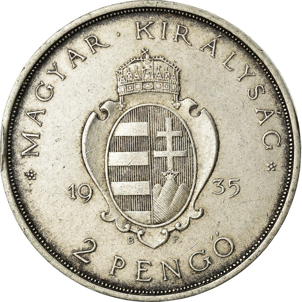 Coin, Hungary, 2 Pengö, 1935, AU(50-53), Silver, KM:513