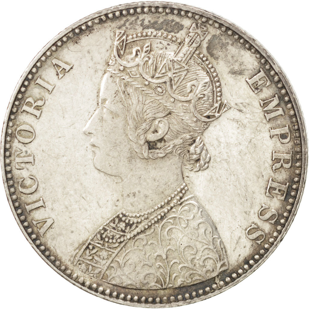 Coin, INDIA-BRITISH, Victoria, Rupee, 1893, AU(55-58), Silver, KM:492