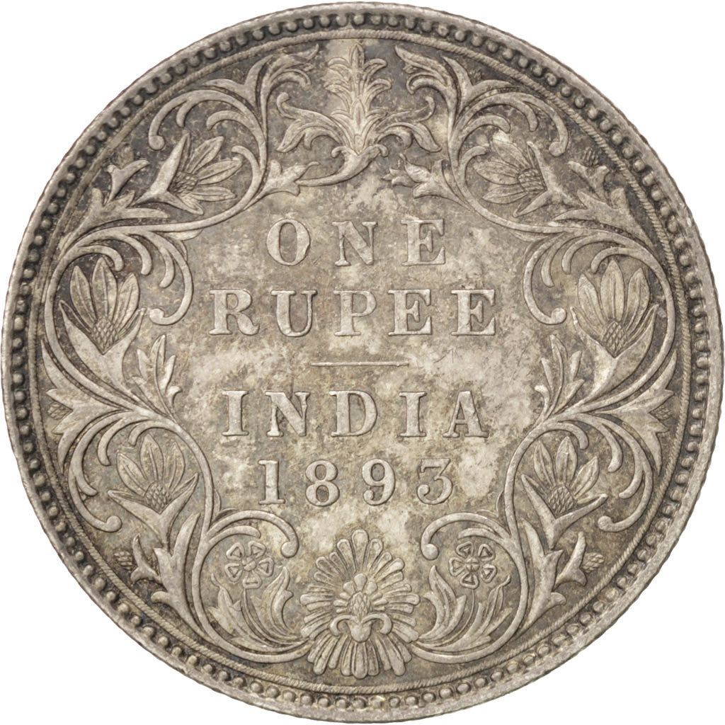 Coin, INDIA-BRITISH, Victoria, Rupee, 1893, AU(55-58), Silver, KM:492