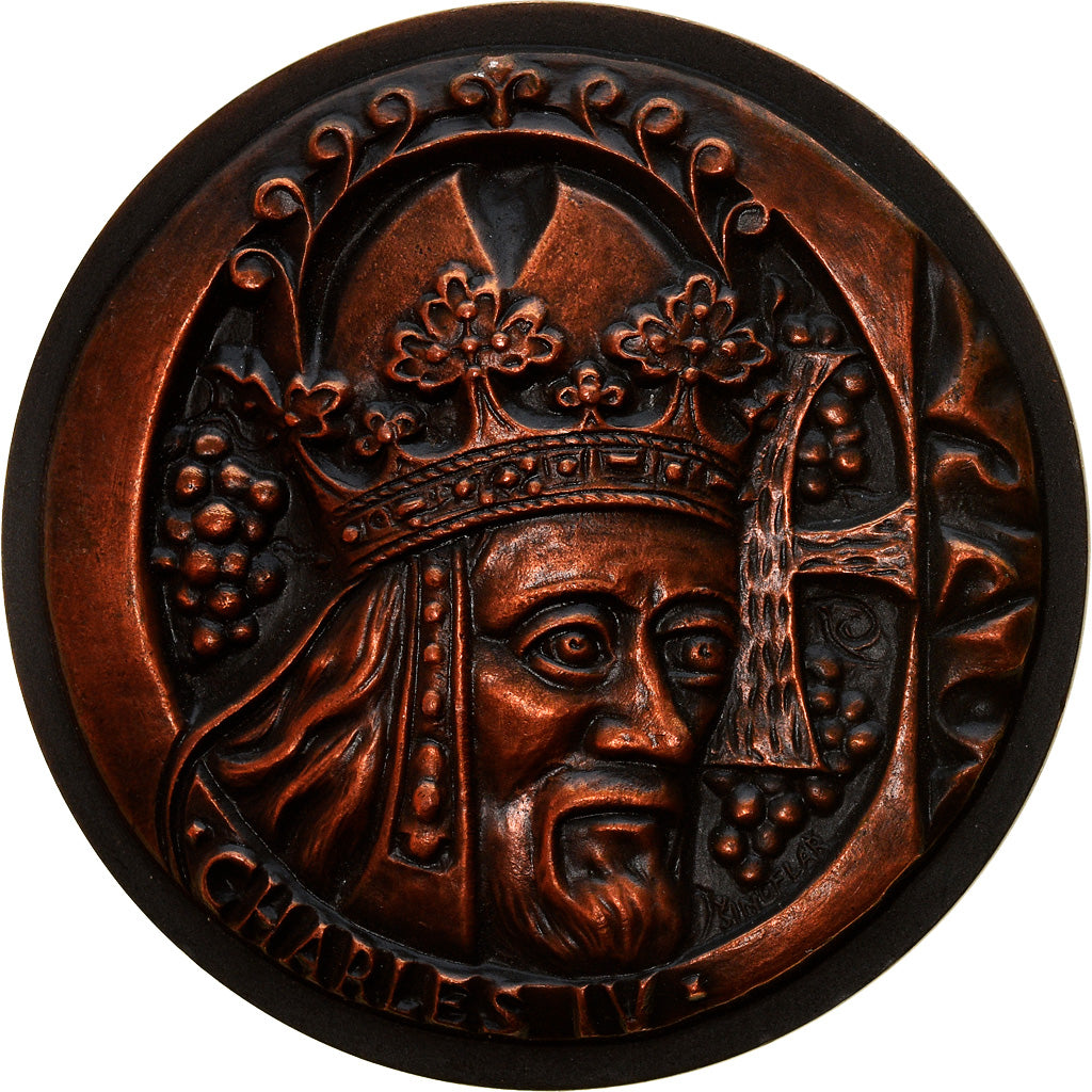 France, Medal, Charles IV, Paris, History, 1978, Sindelar, MS(63), Copper