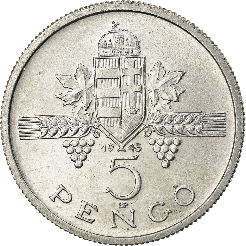 Monnaie, Hongrie, 5 Pengö, 1945, Budapest, SUP, Aluminium, KM:525