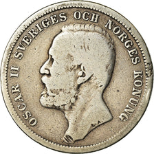 Moneta, Szwecja, Oscar II, Krona, 1897, VF(20-25), Srebro, KM:760