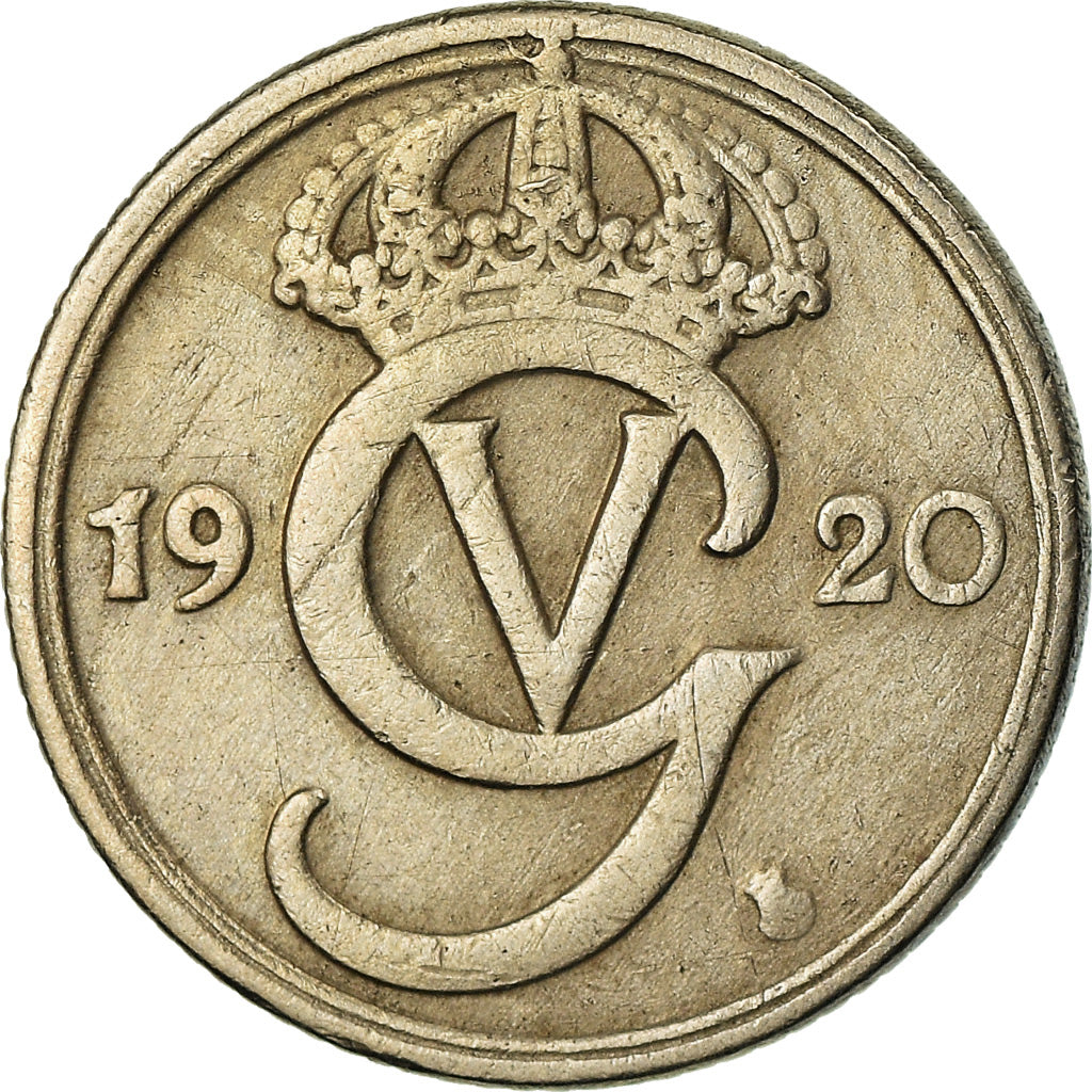 Coin, Sweden, Gustaf V, 10 Öre, 1920, EF(40-45), Nickel-Bronze, KM:795