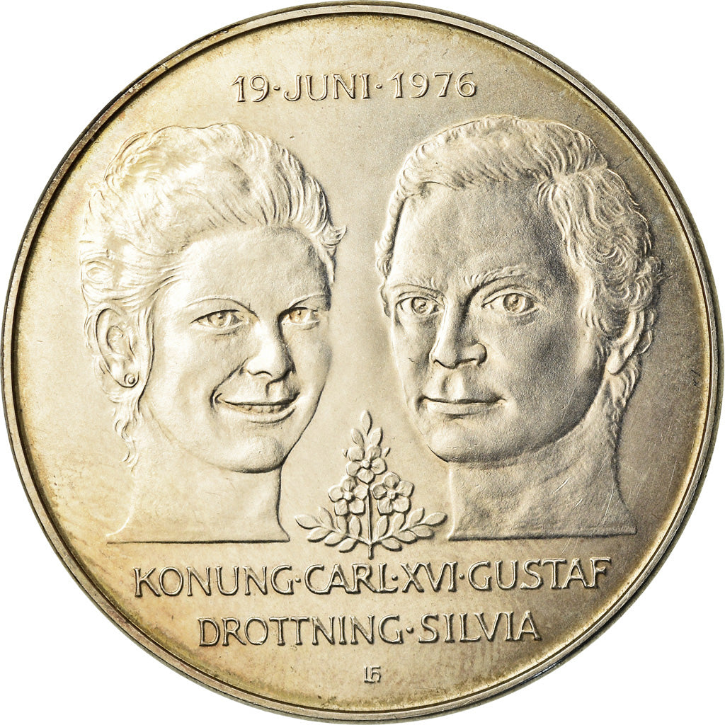 Coin, Sweden, Carl XVI Gustaf, 50 Kronor, 1976, MS(63), Silver, KM:854