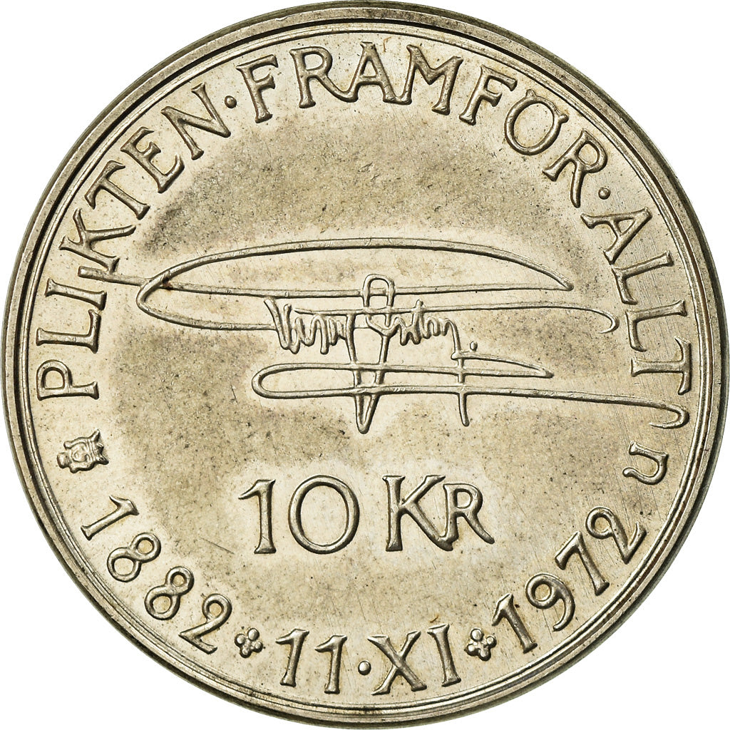 Coin, Sweden, Gustaf VI, 10 Kronor, 1972, AU(55-58), Silver, KM:847