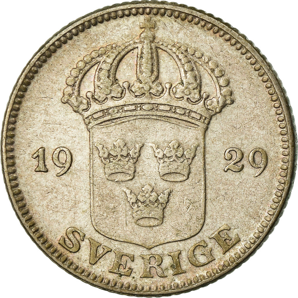 Coin, Sweden, Gustaf V, 50 Öre, 1929, VF(30-35), Silver, KM:788