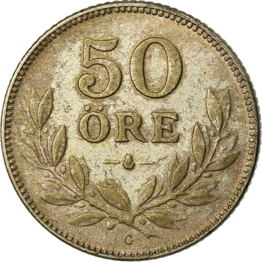 Coin, Sweden, Gustaf V, 50 Öre, 1929, VF(30-35), Silver, KM:788