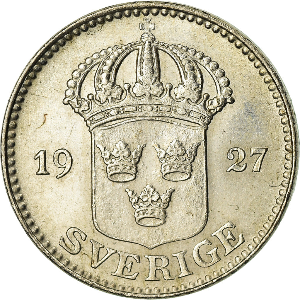 Coin, Sweden, Gustaf V, 25 Öre, 1927, Stockholm, MS(60-62), Silver, KM:785