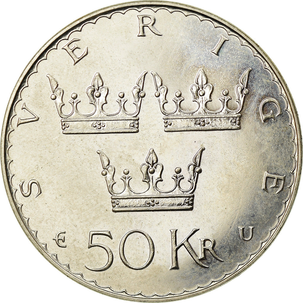 Monnaie, Suède, Carl XVI Gustaf, 50 Kronor, 1975, SUP+, Argent, KM:848