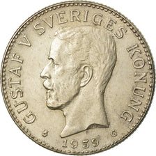 Coin, Sweden, Gustaf V, 2 Kronor, 1939, Copenhagen, MS(63), Silver, KM:787