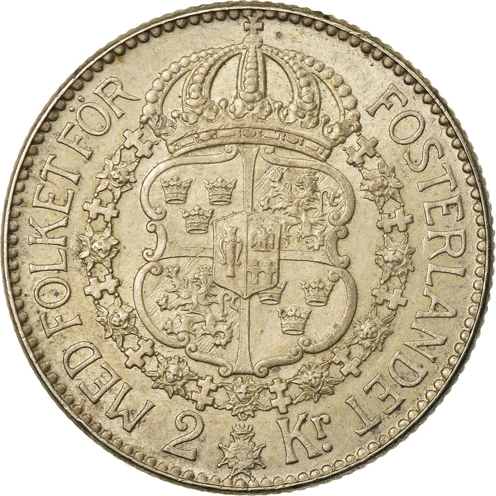 Coin, Sweden, Gustaf V, 2 Kronor, 1939, Copenhagen, MS(63), Silver, KM:787