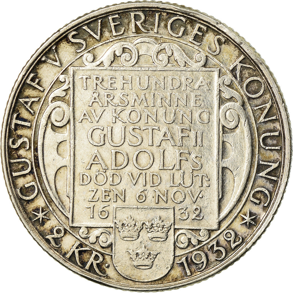 Moneta, Svezia, Gustaf V, 2 Kronor, 1932, SPL-, Argento, KM:805