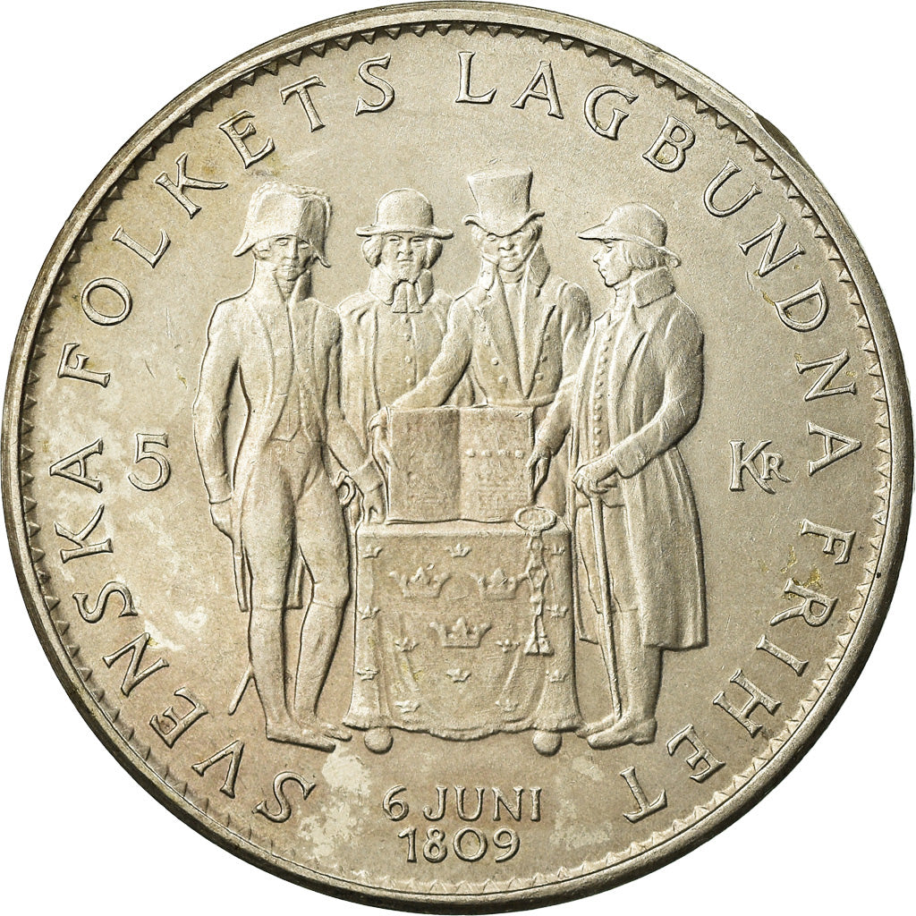Coin, Sweden, Gustaf VI, 5 Kronor, 1959, MS(63), Silver, KM:830