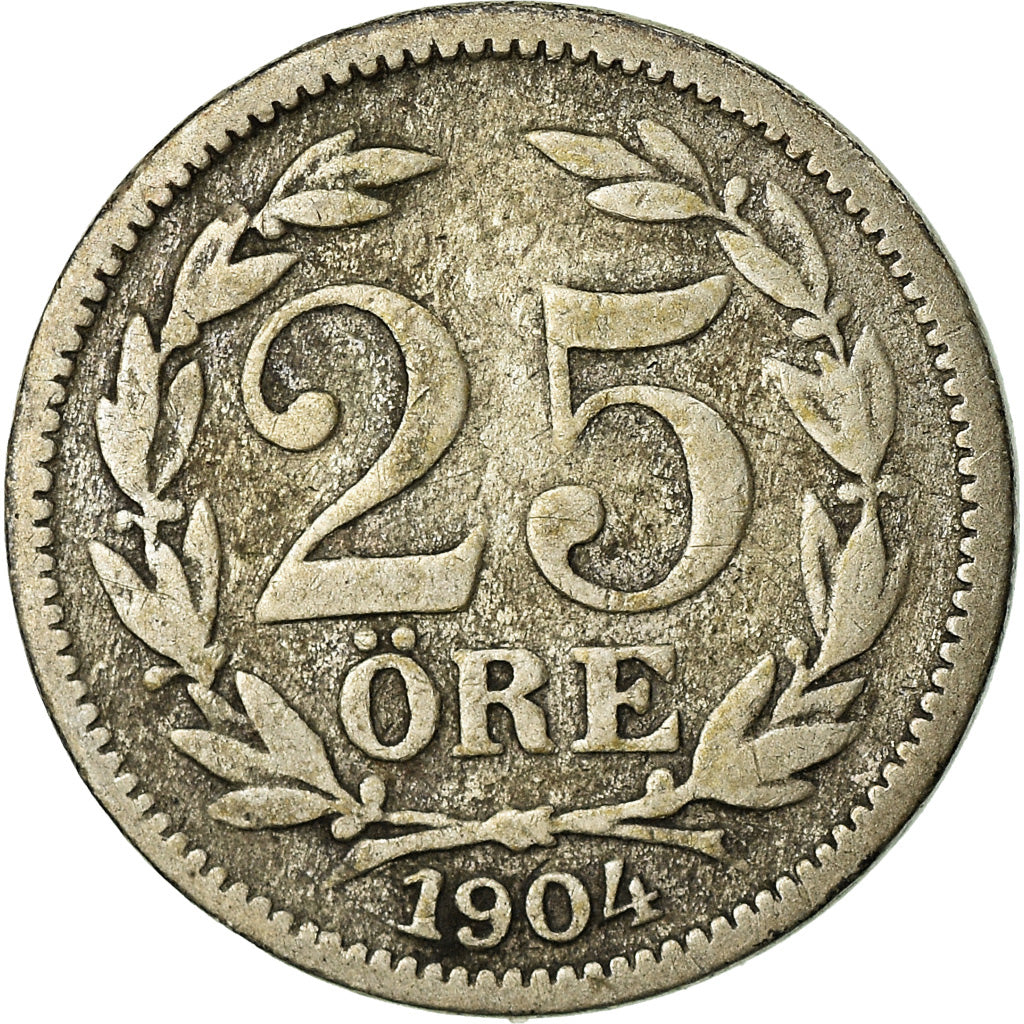 Coin, Sweden, Oscar II, 25 Öre, 1904, VF(30-35), Silver, KM:739