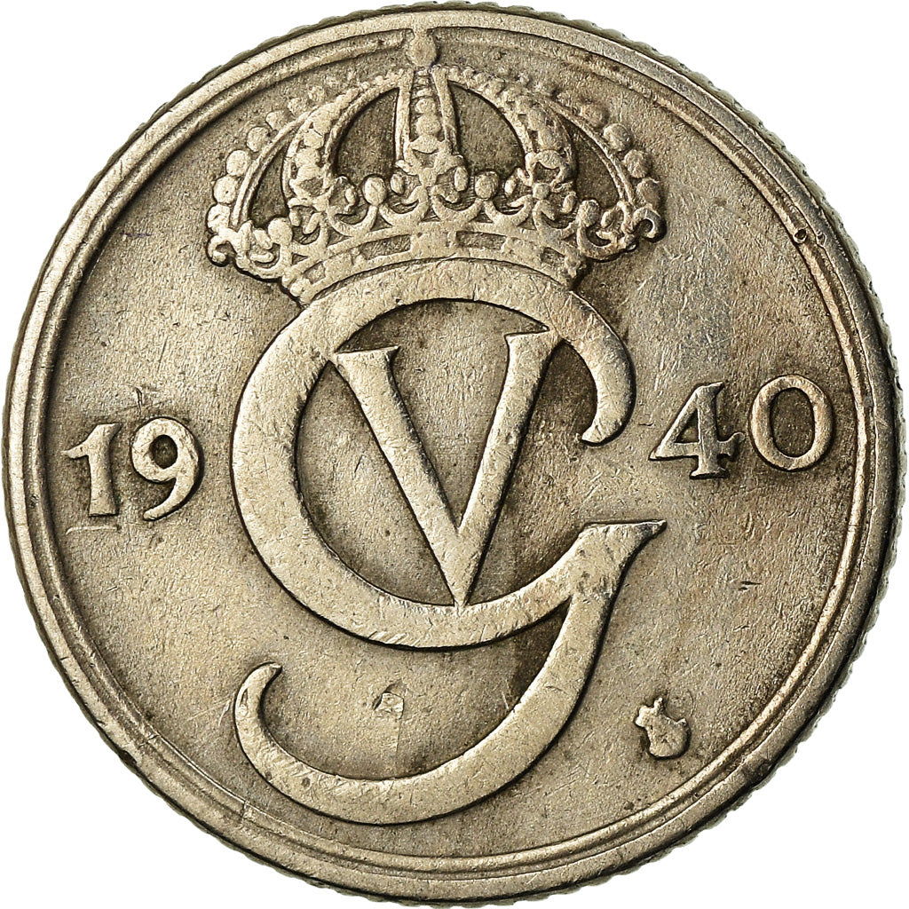 Münze, Schweden, Gustaf V, 25 Öre, 1940, SS, Nickel-Bronze, KM:798