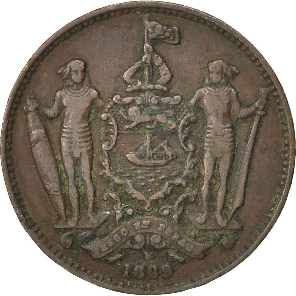 BRITISH NORTH BORNEO, 1 Cent, 1889, KM #2, VF(20-25), Bronze, 29.6, 9.41