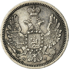 Moneda, Rusia, 10 Kopeks, Grivennik, 1855, Saint-Petersburg, EBC, Plata