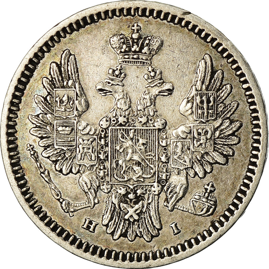 Moneta, Russia, Nicholas I, 5 Kopeks, 1855, Saint-Petersburg, AU(50-53), Srebro