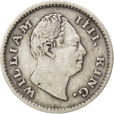 INDIA-BRITISH, 1/4 Rupee, 1835, Bombay, KM #448.3, EF(40-45), Silver, 2.80
