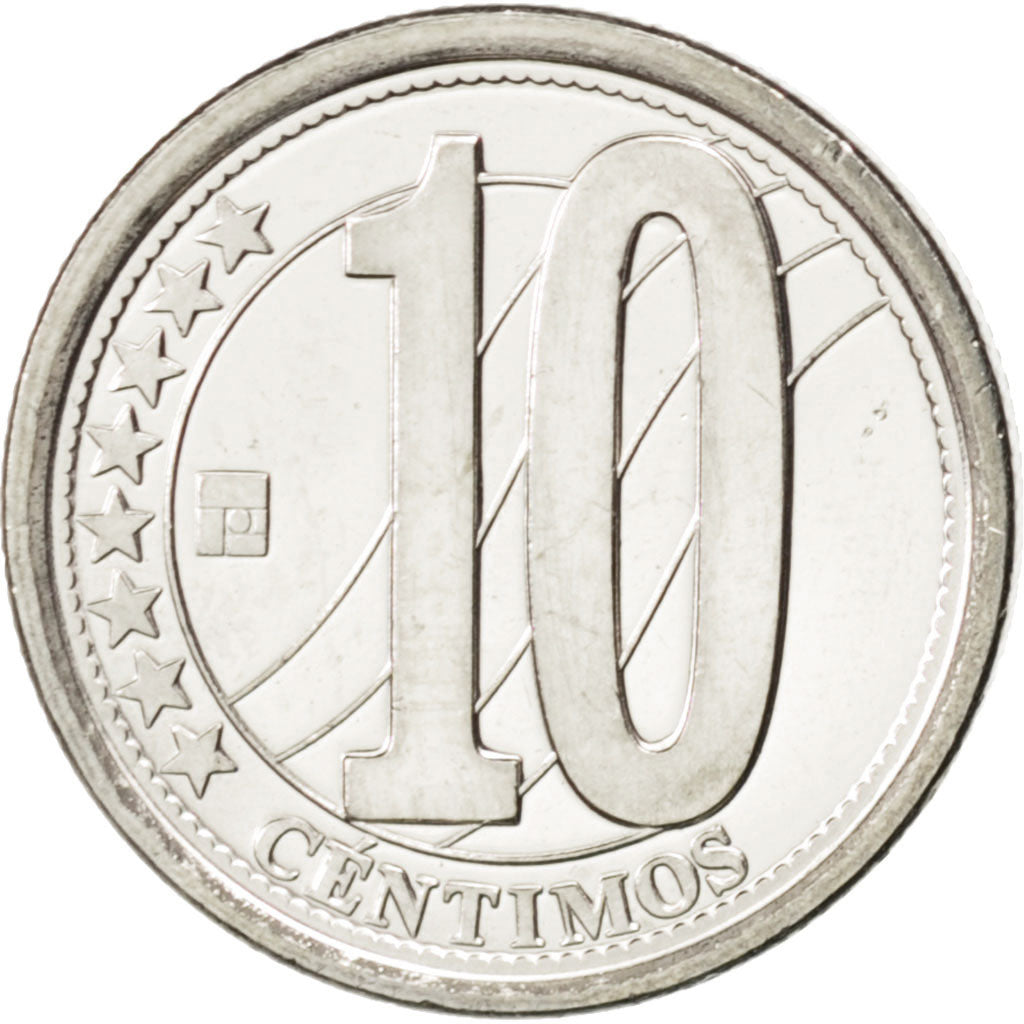 VENEZUELA, 10 Centimos, 2007, Maracay, KM #89, MS(63), Nickel Plated Steel, 18,.