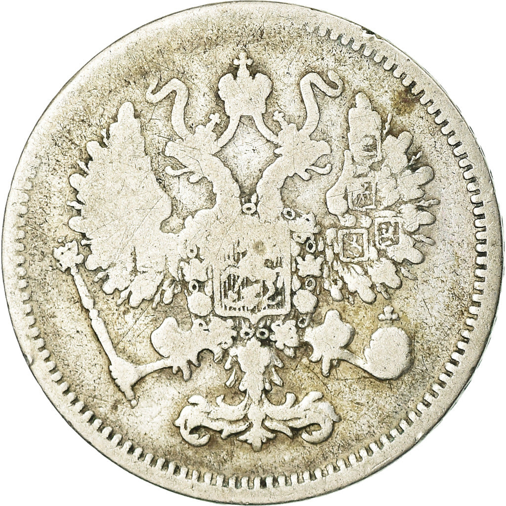Moneda, Rusia, Alexander II, 10 Kopeks, 1861, Saint-Petersburg, BC+, Plata