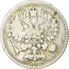 Moneda, Rusia, Alexander II, 10 Kopeks, 1861, Saint-Petersburg, BC+, Plata