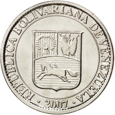 VENEZUELA, 25 Centimos, 2007, Maracay, KM #91, MS(63), Nickel Plated Steel, 20,.