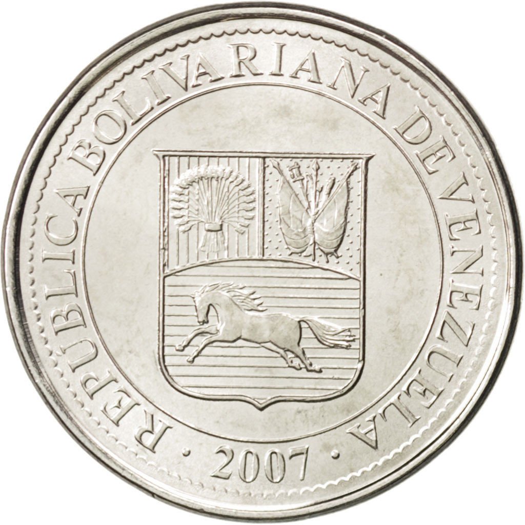 VENEZUELA, 50 Centimos, 2007, Maracay, KM #92, MS(63), Nickel Plated Steel,...