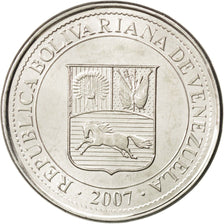 VENEZUELA, 50 Centimos, 2007, Maracay, KM #92, MS(63), Nickel Plated Steel,...