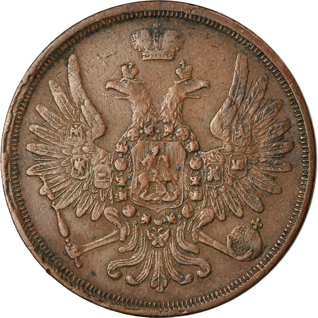 Coin, Russia, Nicholas I, 3 Kopeks, 1857, Saint-Petersburg, EF(40-45), Copper