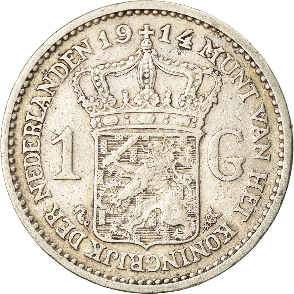 Coin, Netherlands, Wilhelmina I, Gulden, 1914, EF(40-45), Silver, KM:148