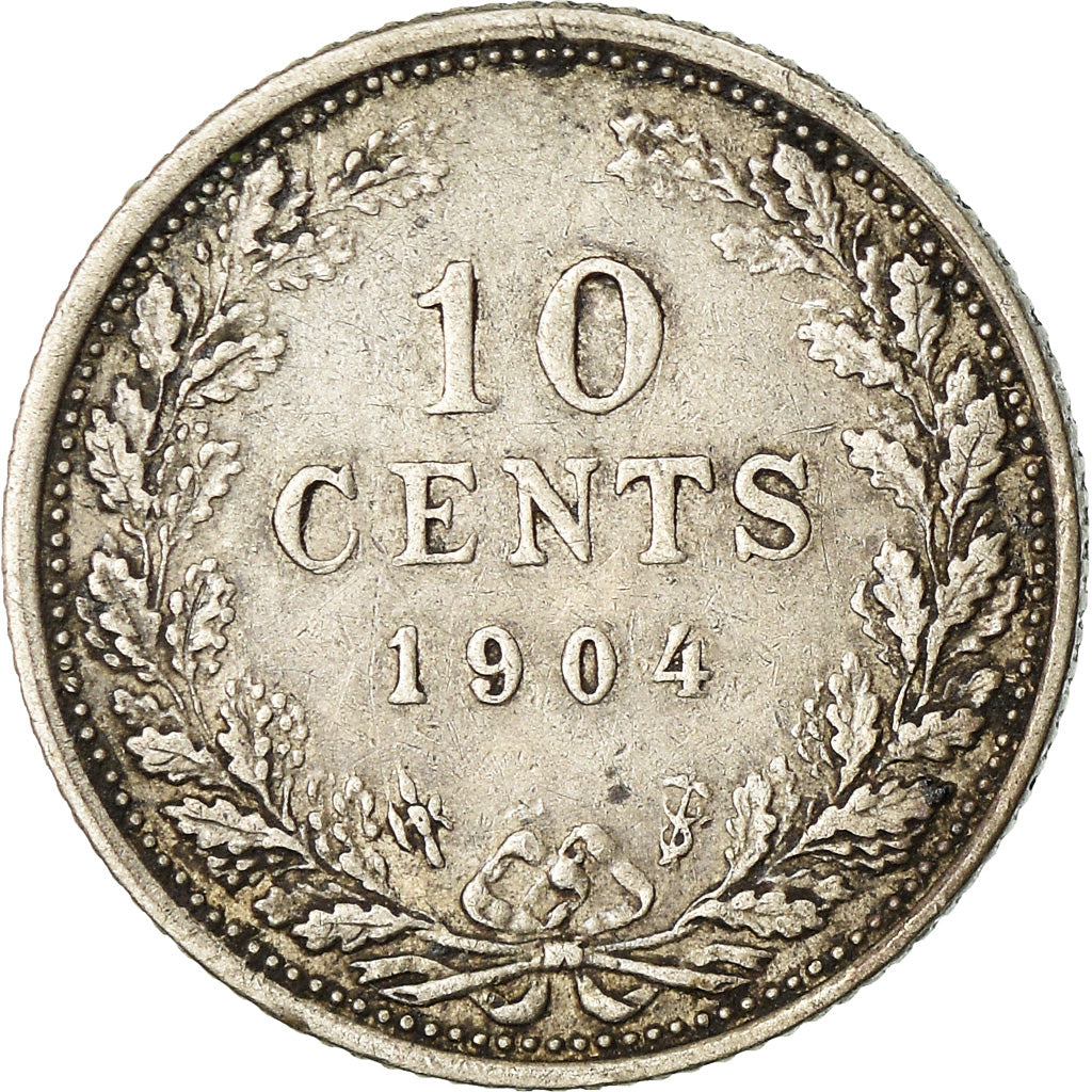 Coin, Netherlands, Wilhelmina I, 10 Cents, 1904, EF(40-45), Silver, KM:136